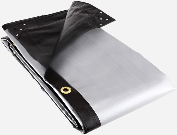 High Performance Black & Silver Tarpaulin 270gsm – UV Protected, Waterproof Tarp for Roofing, Boats & Outdoor Protection