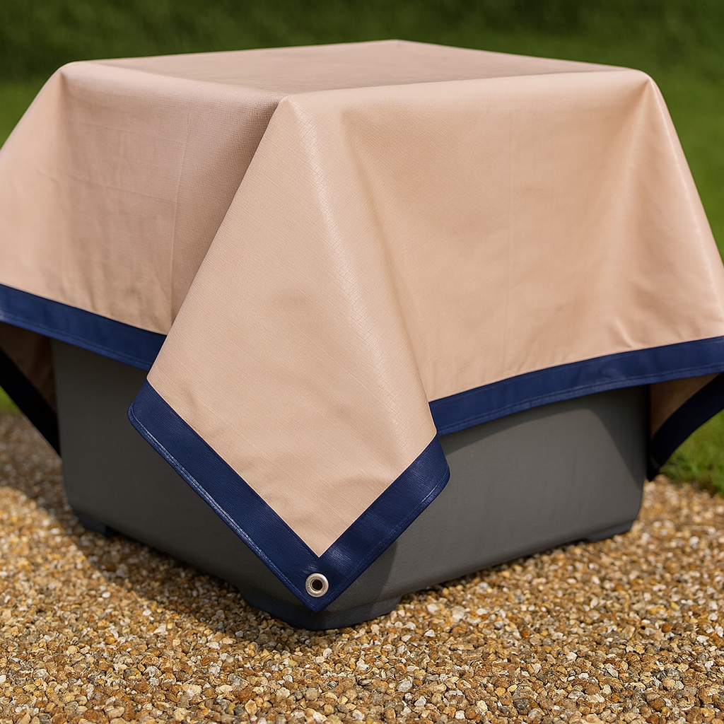 Premium 350gsm Blue/Beige Waterproof Tarpaulin – UV Resistant & Rotproof