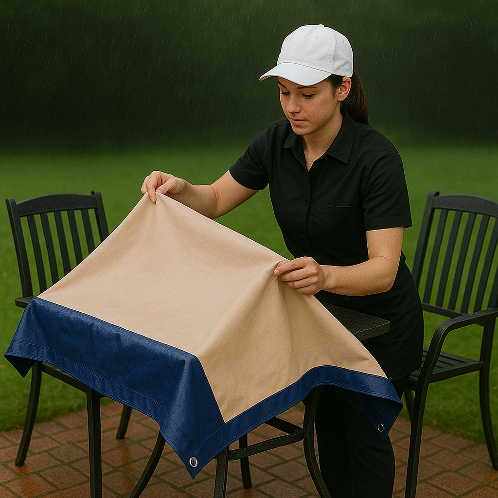 Premium 350gsm Blue/Beige Waterproof Tarpaulin – UV Resistant & Rotproof