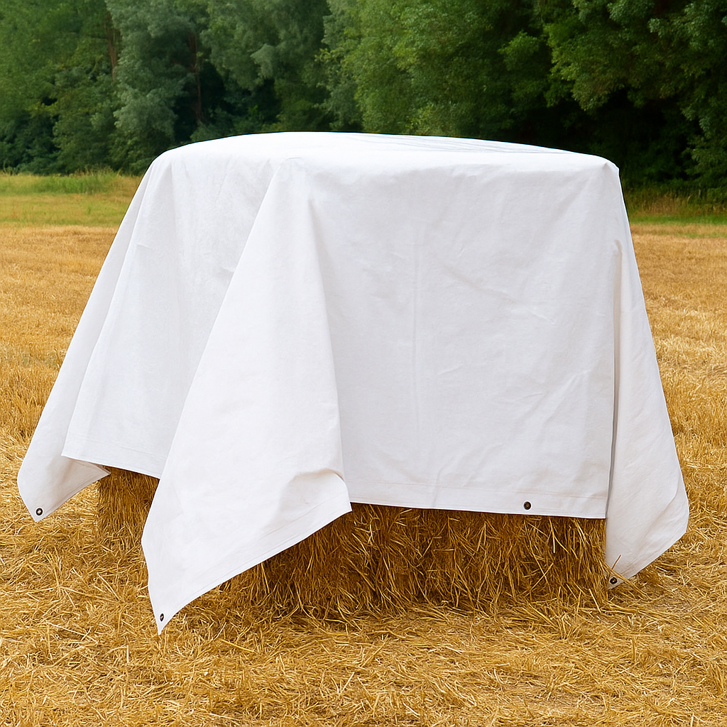 200gsm White Polyethylene Tarpaulin – Light Pass Waterproof Cover for Market Stalls & Work Zones
