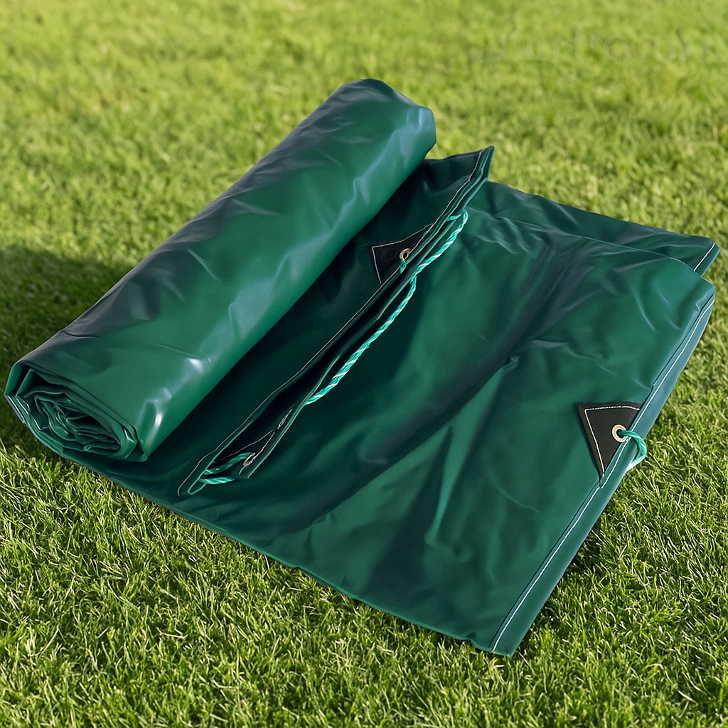 Ultra Tough Waterproof 610gsm PVC Green Tarpaulin β Ideal for Trailers, Camping & Machinery