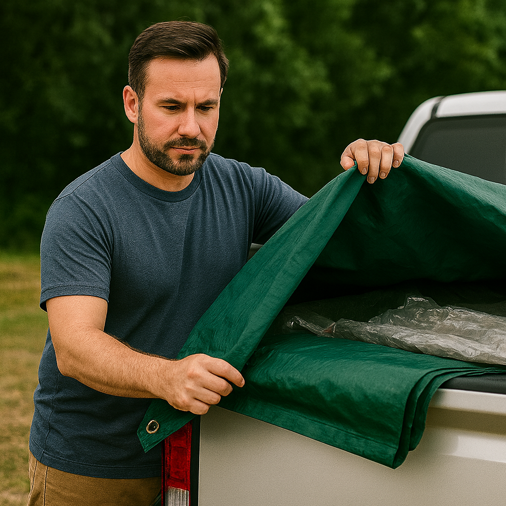 Ultra Tough Waterproof 610gsm PVC Green Tarpaulin –  Ideal for Trailers, Camping & Machinery