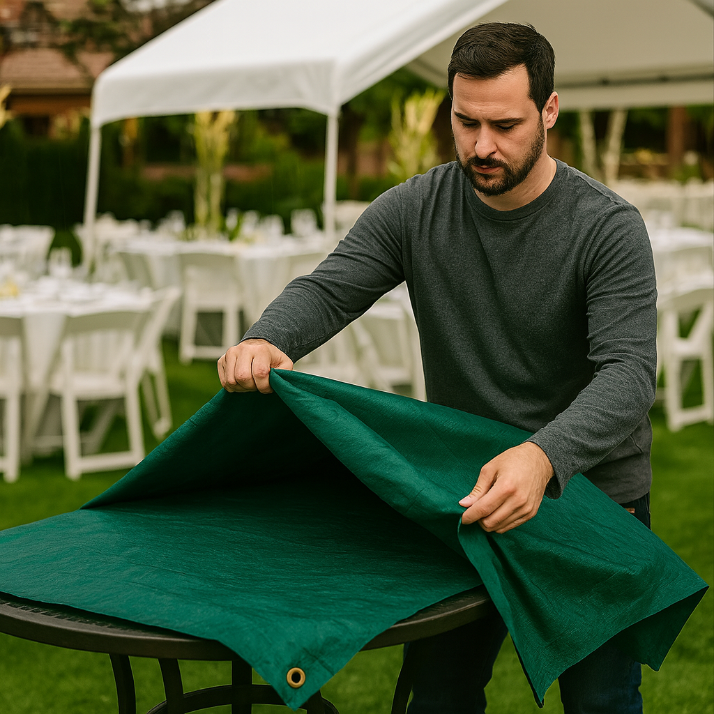 Ultra Tough Waterproof 610gsm PVC Green Tarpaulin –  Ideal for Trailers, Camping & Machinery