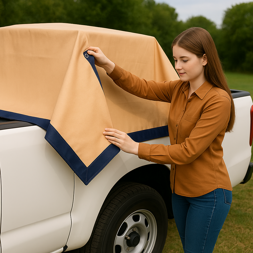 Premium 350gsm Blue/Beige Waterproof Tarpaulin – UV Resistant & Rotproof