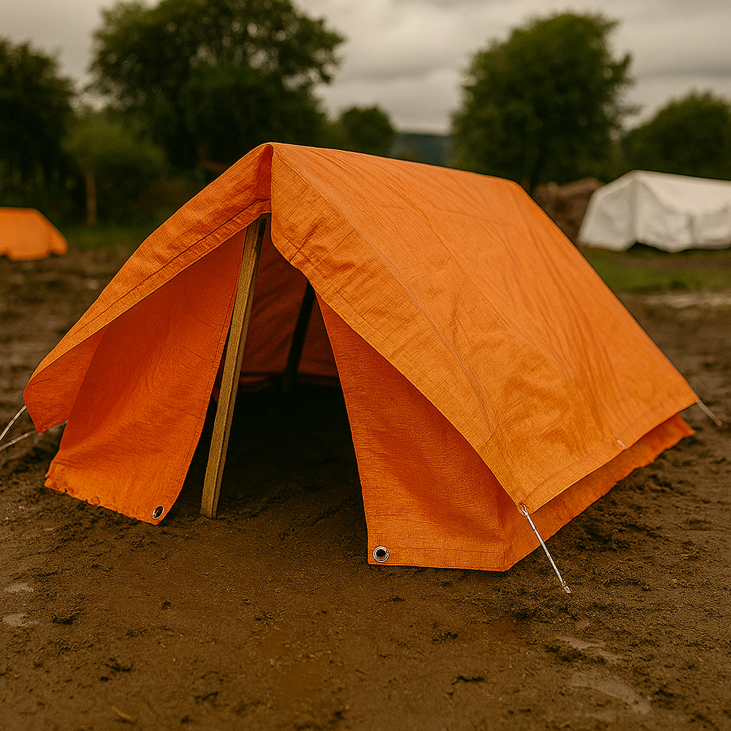 Waterproof 90gsm Orange Tarpaulin β Heavy Duty Cover for Camping, Garden, DIY & Outdoor Use