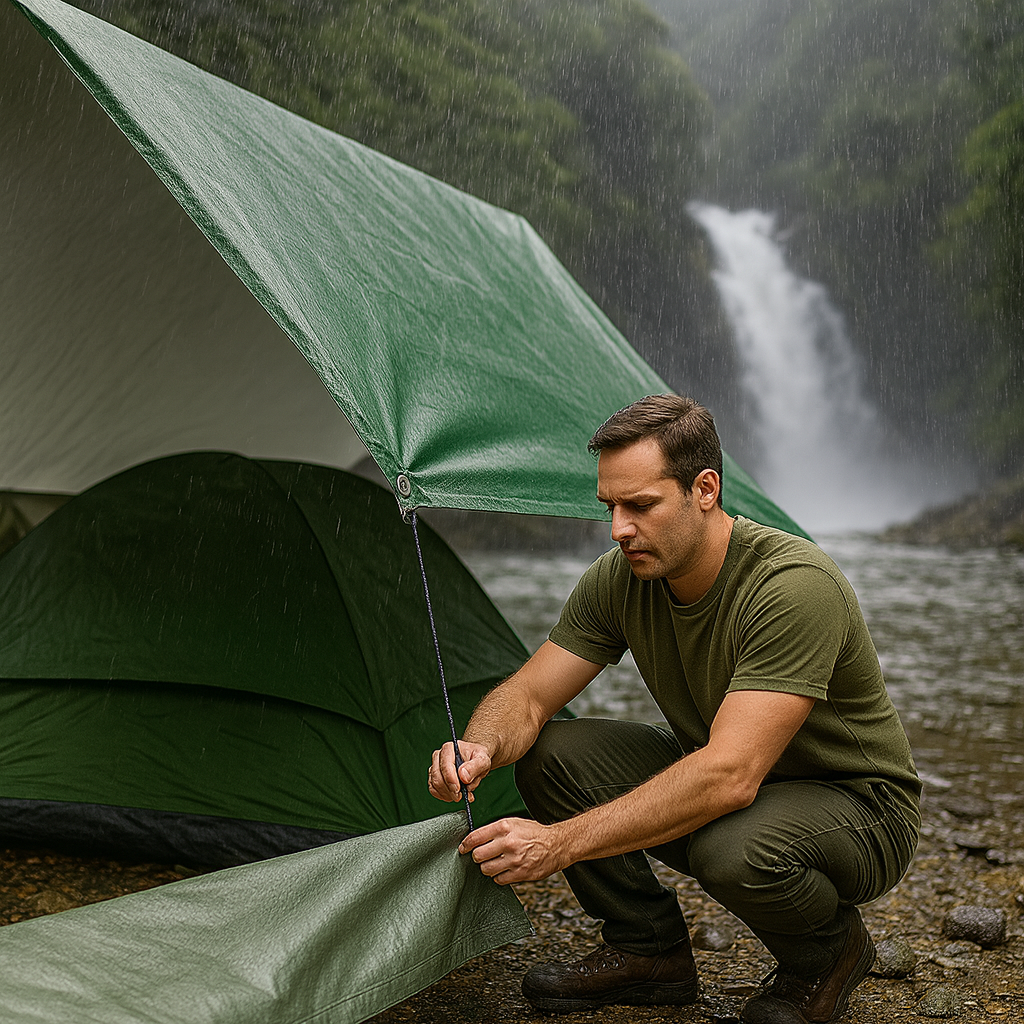 Premium 140gsm Green/Silver Tarpaulin – Ultra Durable Waterproof Cover