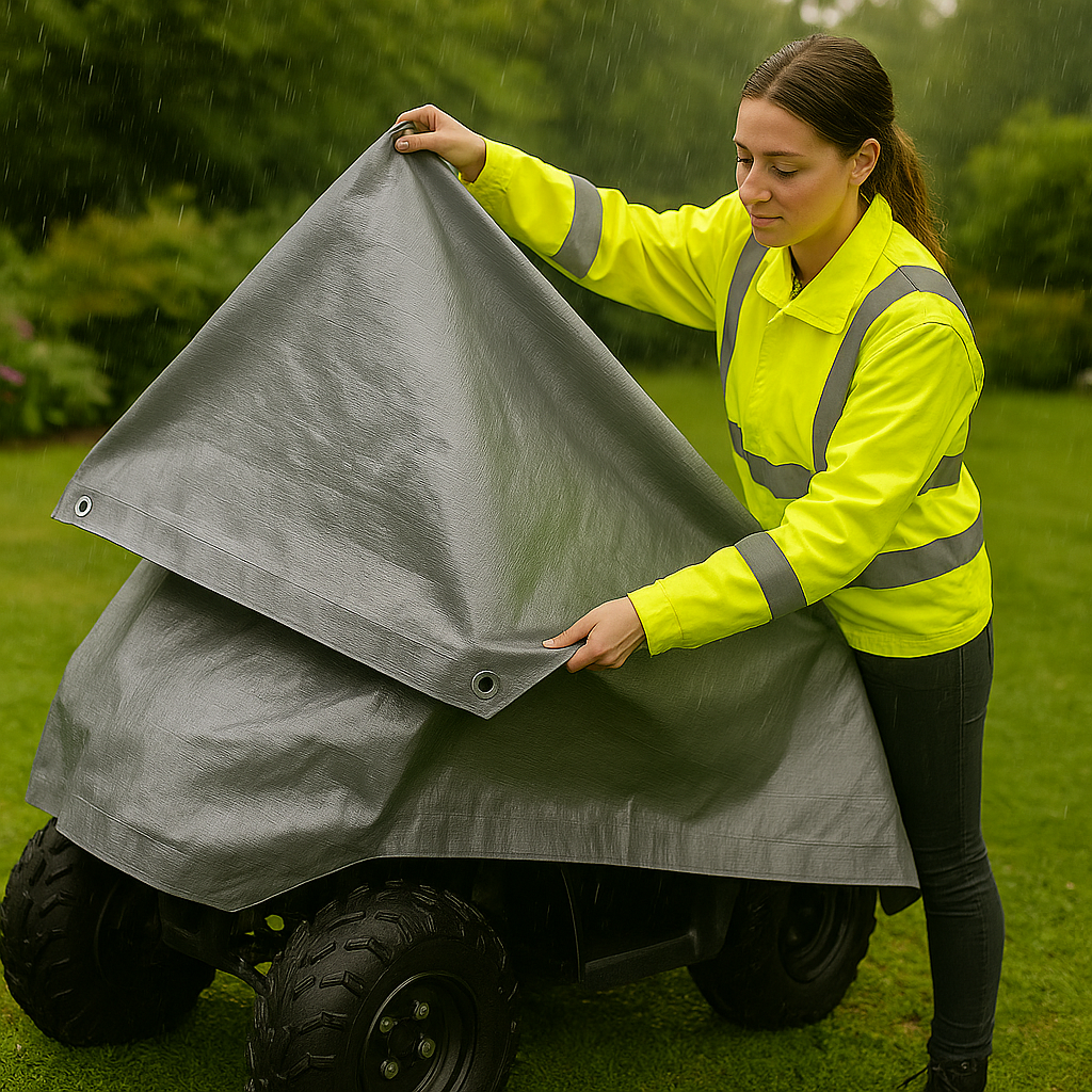 Premium 200gsm Grey Tarpaulin – UV Resistant, Waterproof, Heavy Duty Cover with Reinforced Corners