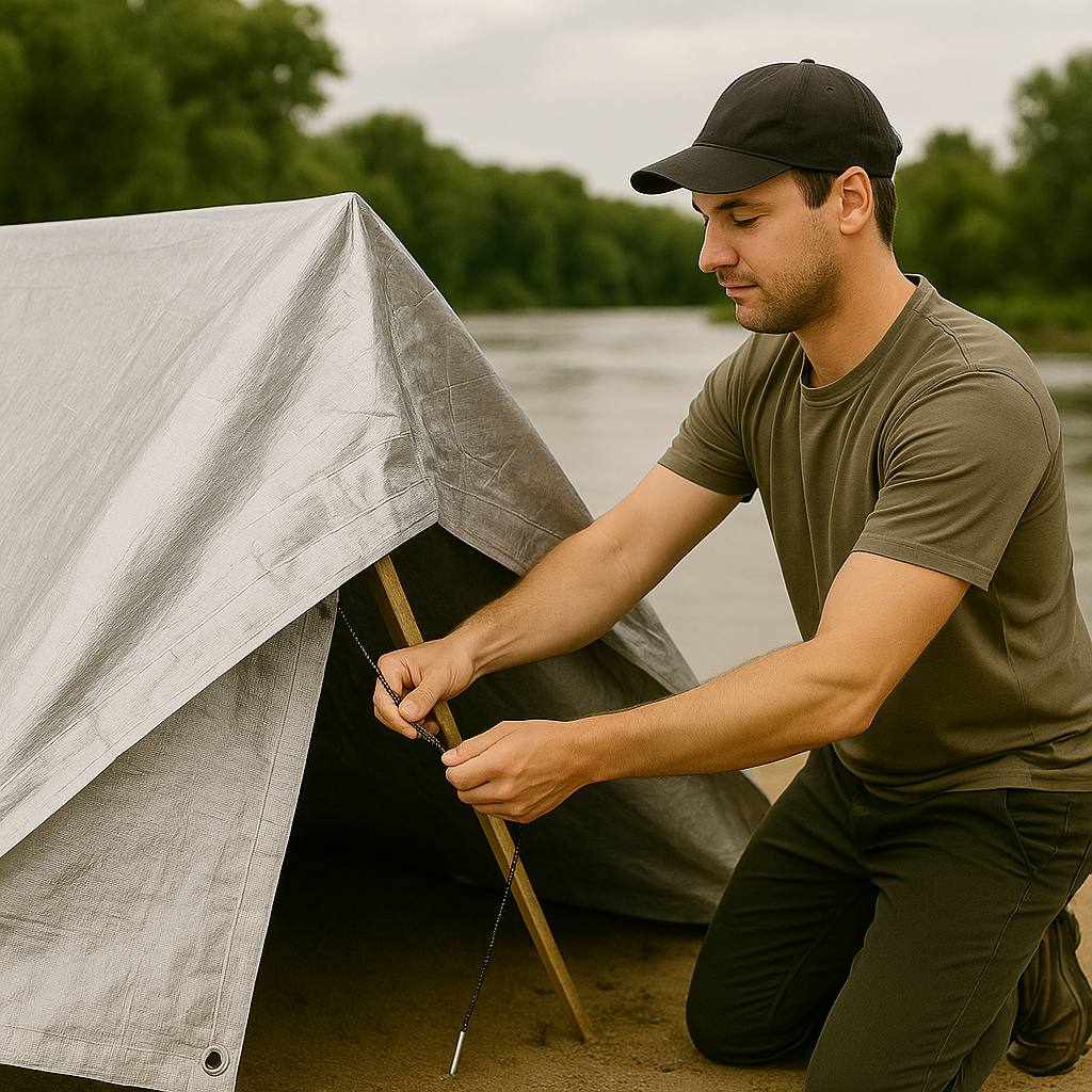 140gsm Waterproof Silver Tarpaulin – Tough All Weather Cover for Garden, Roof & Outdoor Protection