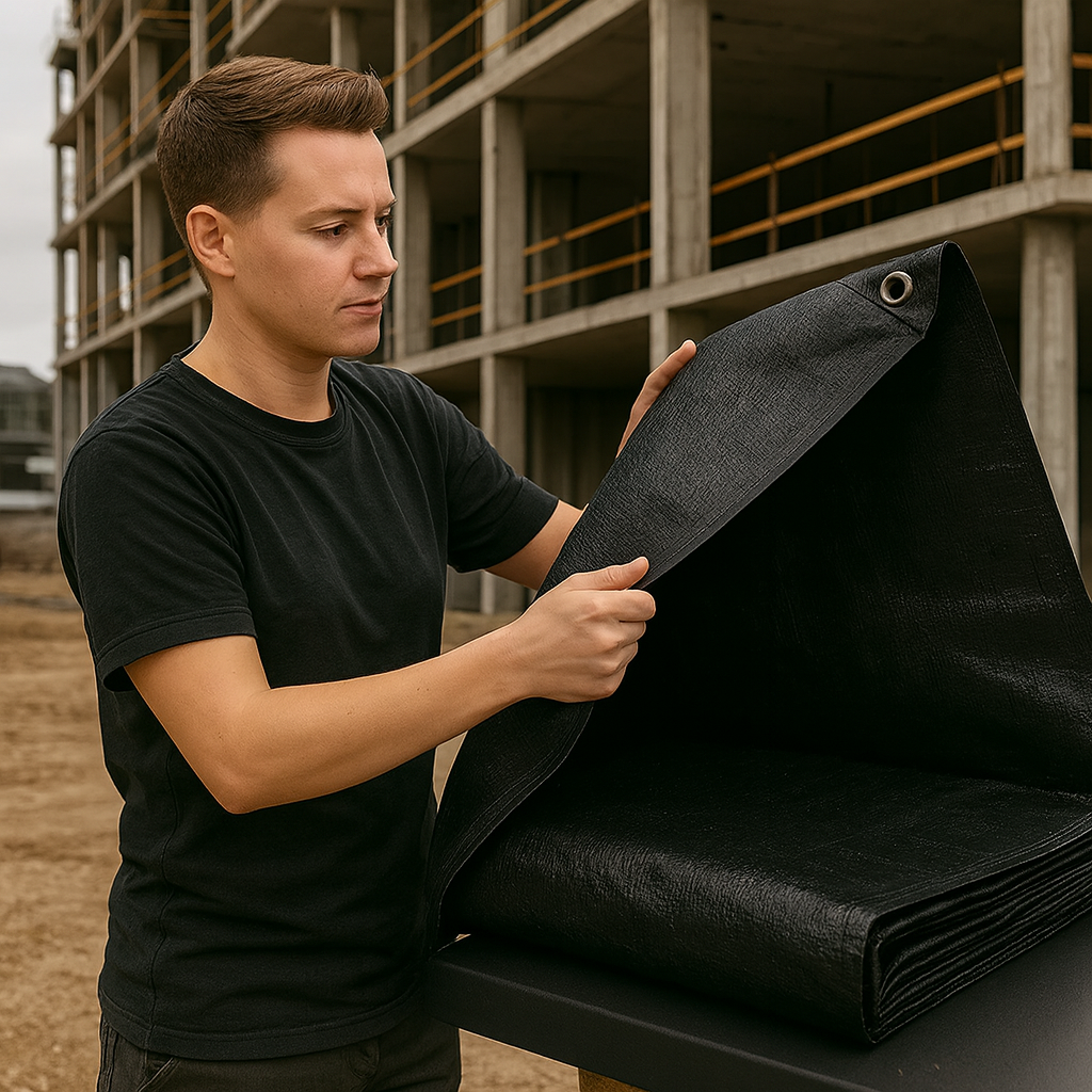 200gsm Black Polyethylene Tarpaulin β Heavy Duty UV Block Cover for Industrial & Outdoor Storage