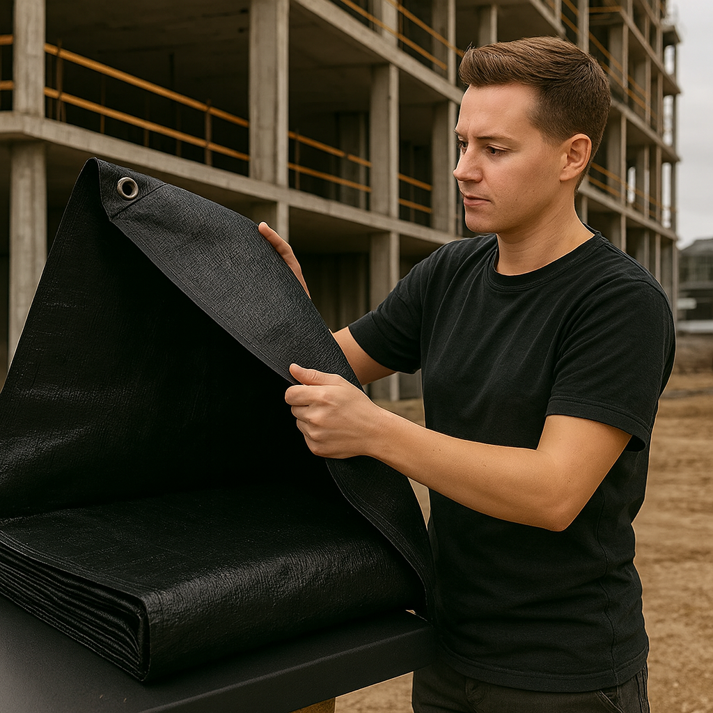 200gsm Black Polyethylene Tarpaulin – Heavy Duty UV Block Cover for Industrial & Outdoor Storage