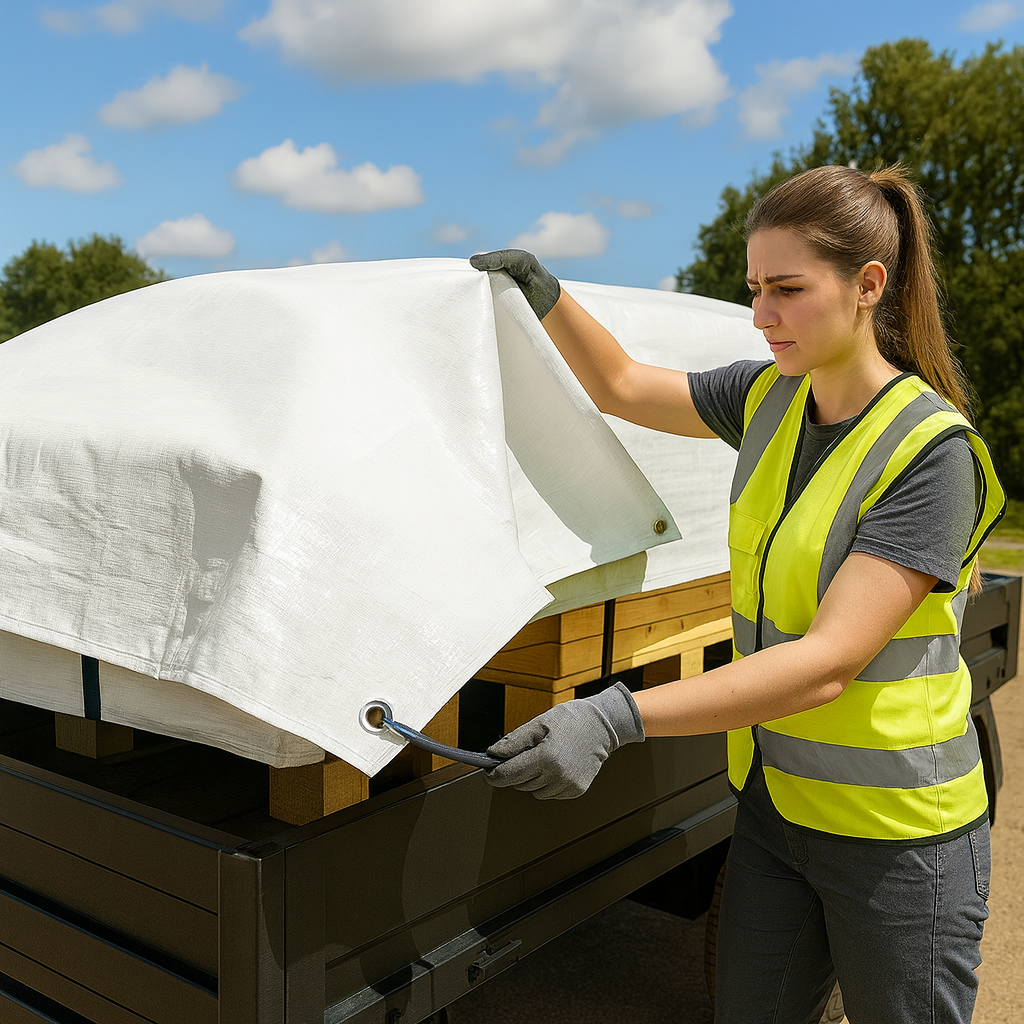 200gsm White Polyethylene Tarpaulin – Light Pass Waterproof Cover for Market Stalls & Work Zones