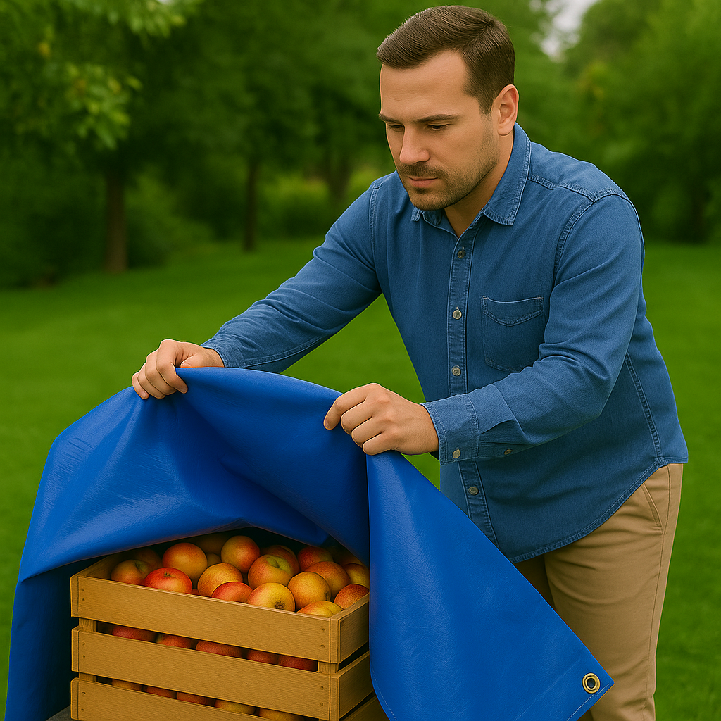 190GSM Blue Waterproof Tarpaulin – UV-Resistant PE Cover – All-Weather Sheet for Camping, DIY, Outdoor & Site Use