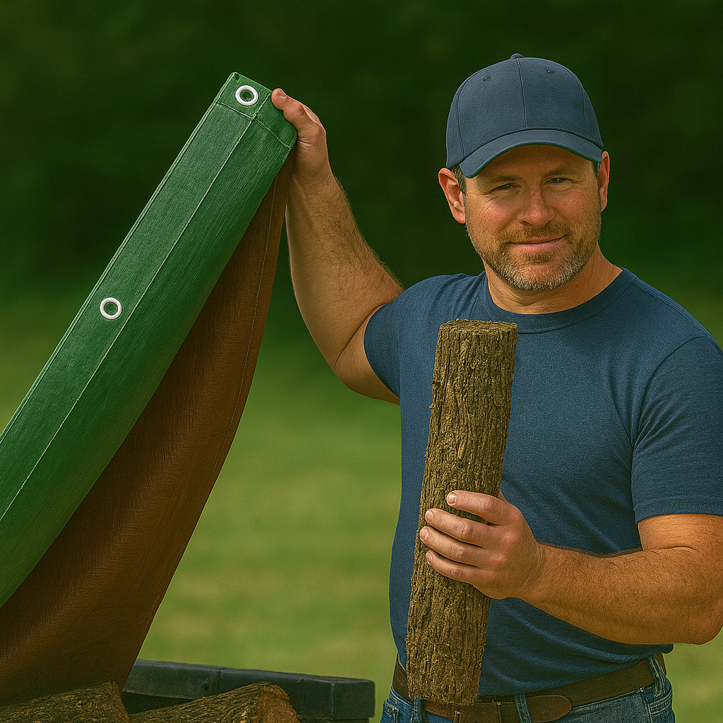 Premium 250gsm Green/Brown Heavy Duty Tarpaulin – Waterproof, UV-Proof, Outdoor Sheet for Gardens & Construction Use