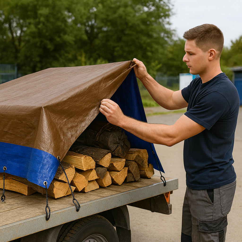 Heavy Duty 185gsm Brown/Blue Tarpaulin – Waterproof Tarp for Roofing, Camping, Construction & More