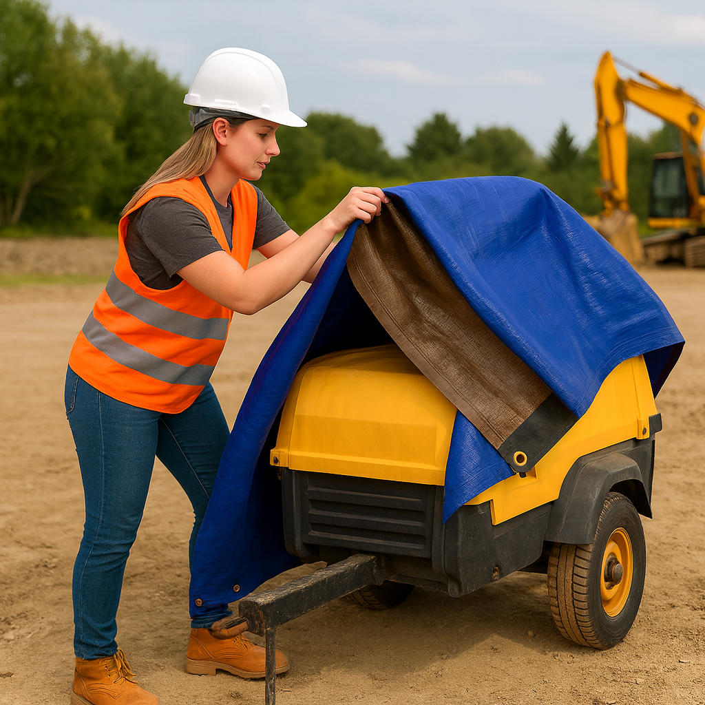 Heavy Duty 185gsm Brown/Blue Tarpaulin – Waterproof Tarp for Roofing, Camping, Construction & More