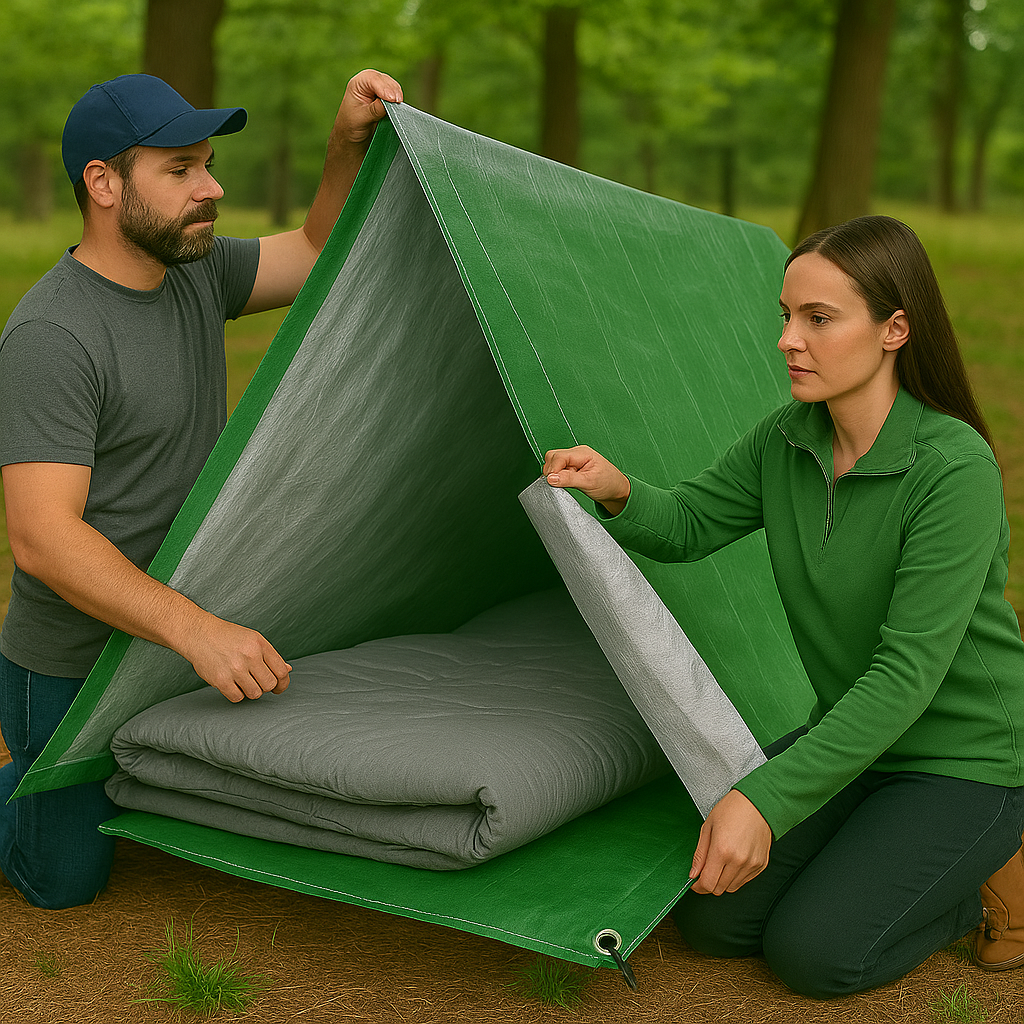 270GSM Green/Silver Waterproof Tarpaulin Cover - Reinforced Corners & Brass Eyelets - Ideal for Camping, Garden & Shelter
