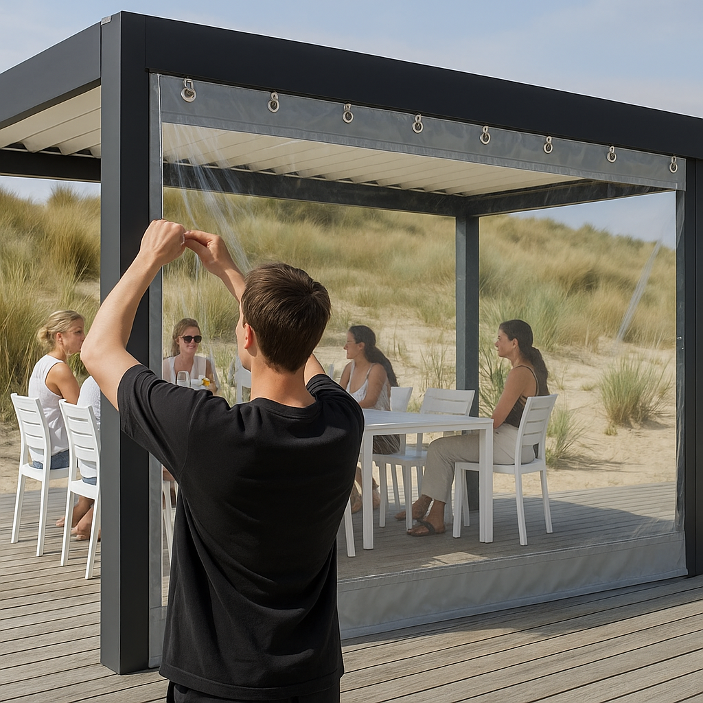 PVC Transparent Waterproof Outdoor Curtain – 0.6mm Thick, Windproof Curtain for Garages, Greenhouse & More