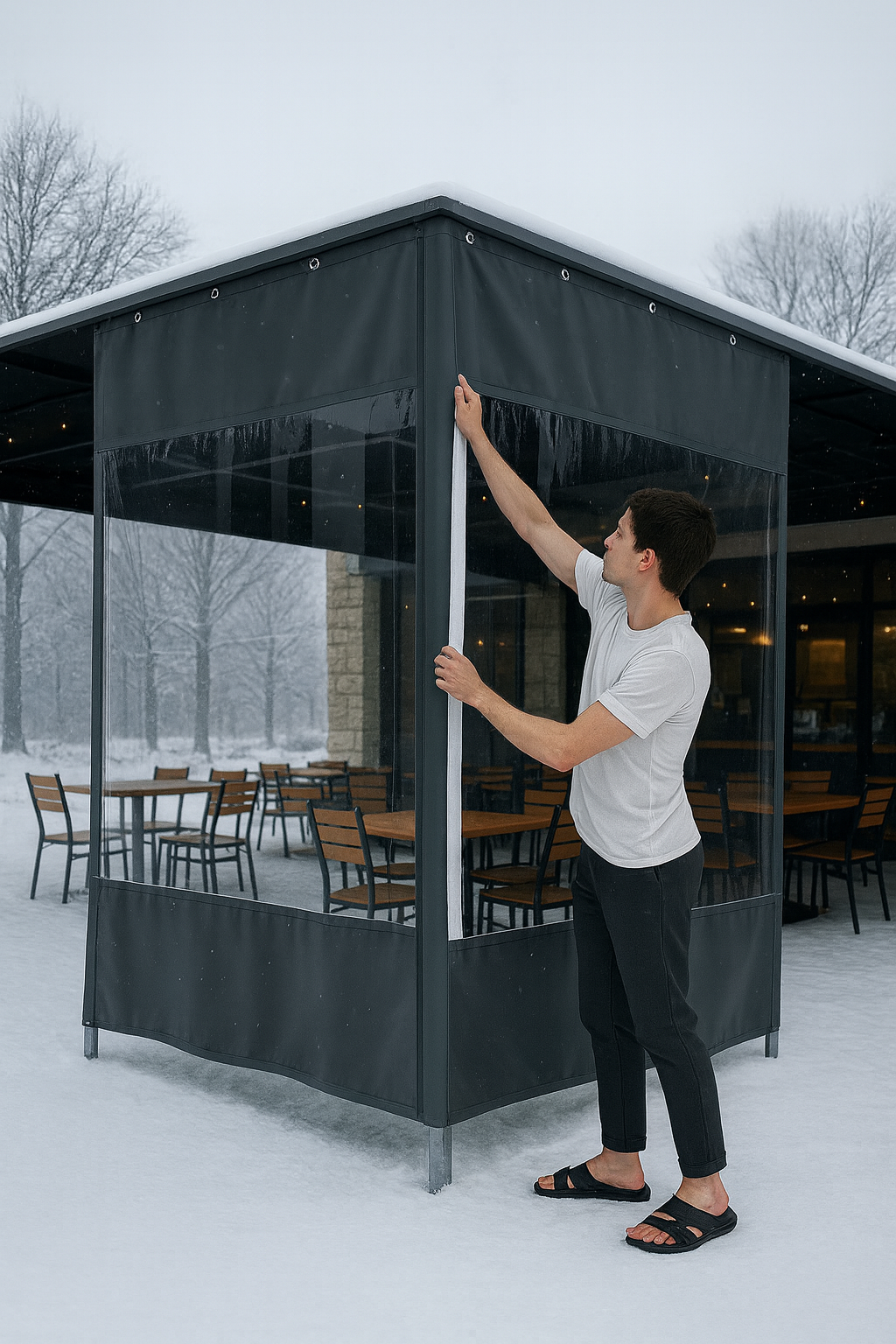 PVC Transparent Waterproof Outdoor Curtain – 0.6mm Thick, Windproof Curtain for Garages, Greenhouse & More