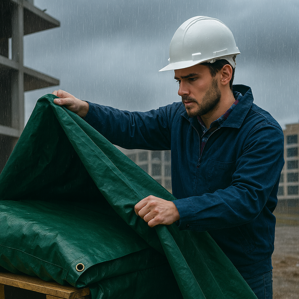 Ultra Tough Waterproof 610gsm PVC Green Tarpaulin β Ideal for Trailers, Camping & Machinery