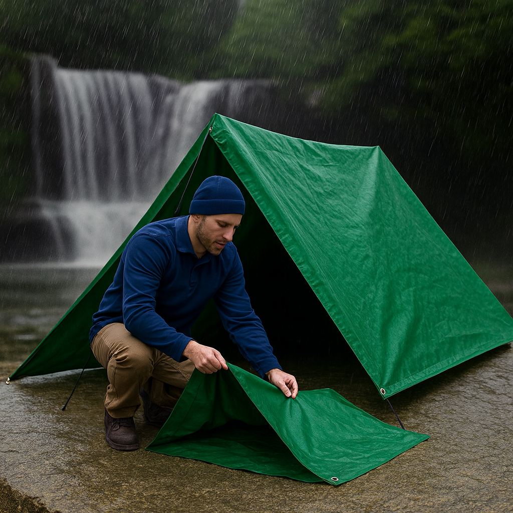 Ultra Tough Waterproof 610gsm PVC Green Tarpaulin β Ideal for Trailers, Camping & Machinery