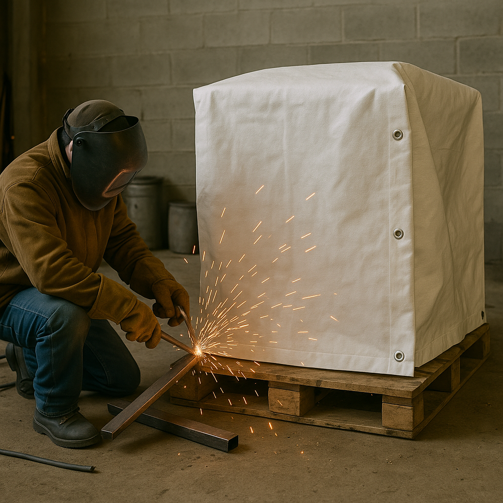 Heavy Duty Flame Retardant White Tarpaulin 200gsm – Waterproof Cover for Construction Site & Market Stall Use