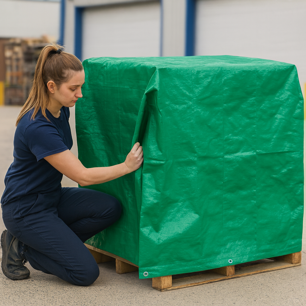Heavy Duty Green Pallet Covers 140gsm – Weather Proof & Tear Resistant