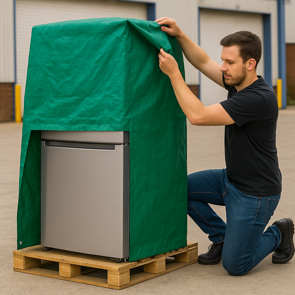 Heavy Duty Green Pallet Covers 140gsm – Weather Proof & Tear Resistant