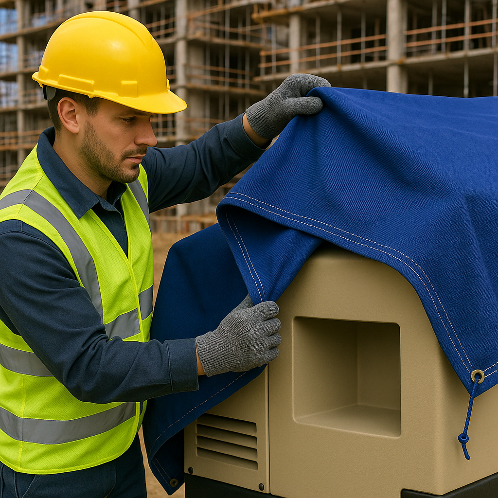 High Performance 14oz Blue Cotton Canvas Tarpaulin β Water Repellent & Breathable Cover for Machinery & Transport
