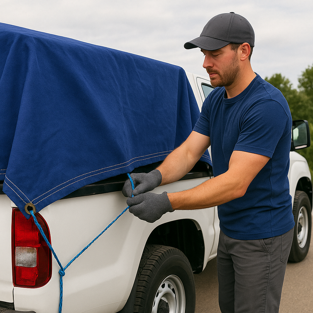 High Performance 14oz Blue Cotton Canvas Tarpaulin β Water Repellent & Breathable Cover for Machinery & Transport