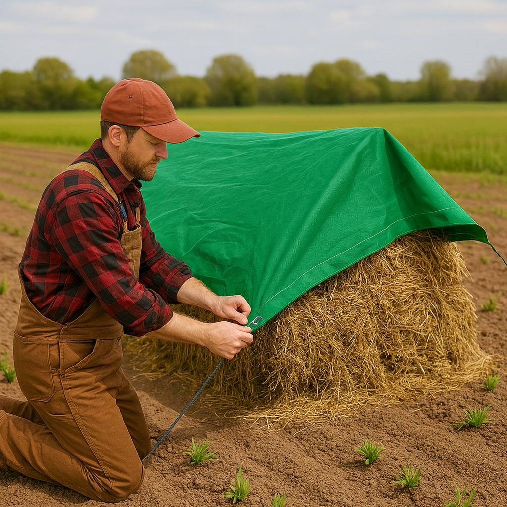 Heavy Duty 14oz Green Cotton Canvas Breathable Tarpaulin – Ideal for Transport & Machinery Protection