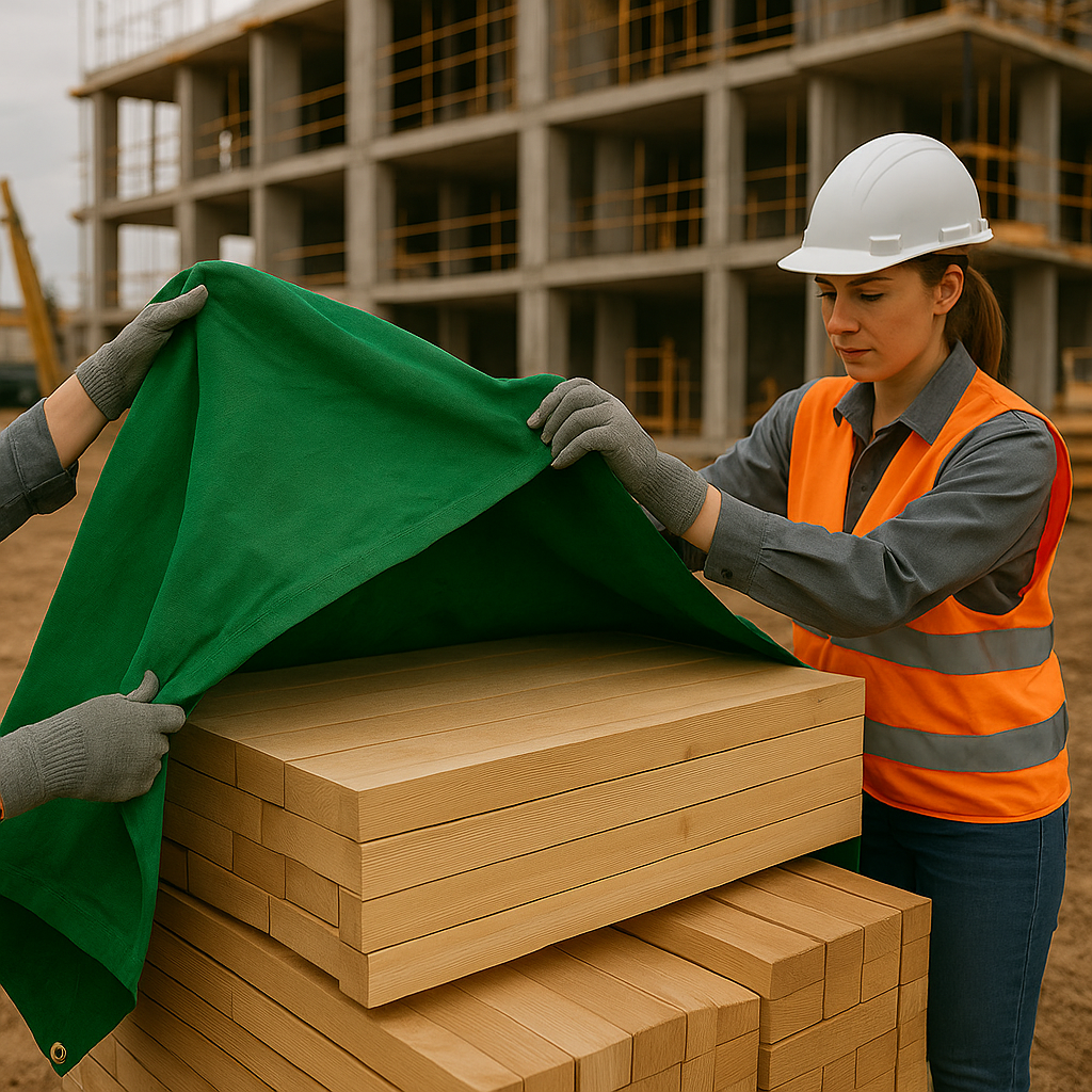 Heavy Duty 14oz Green Cotton Canvas Breathable Tarpaulin – Ideal for Transport & Machinery Protection