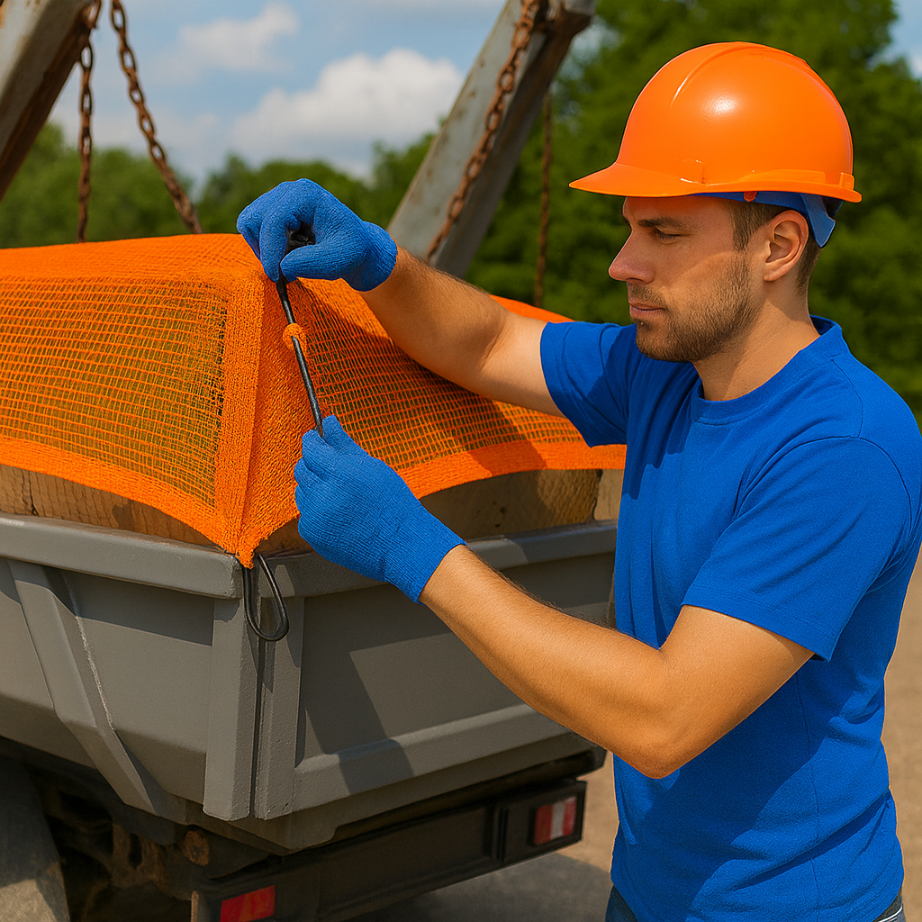 Orange Skip Nets – Ultra Tough Mesh, Braided Poly Cord, Built for Skips & Trailer Loads