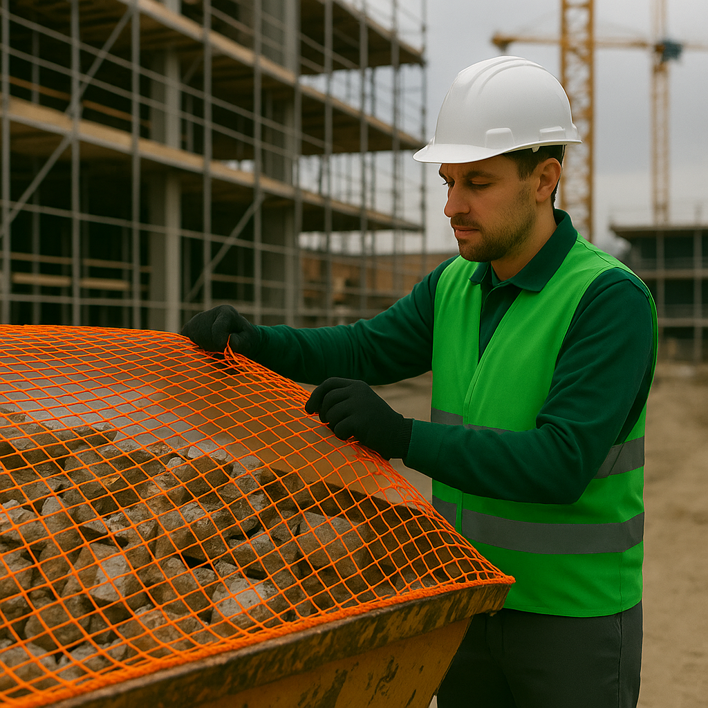 Orange Skip Nets – Ultra Tough Mesh, Braided Poly Cord, Built for Skips & Trailer Loads