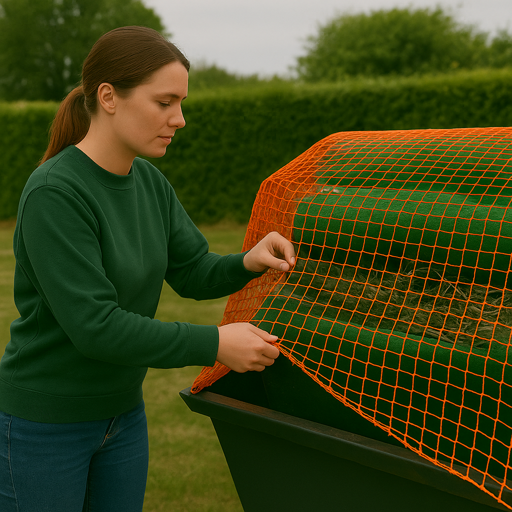 Orange Skip Nets – Ultra Tough Mesh, Braided Poly Cord, Built for Skips & Trailer Loads