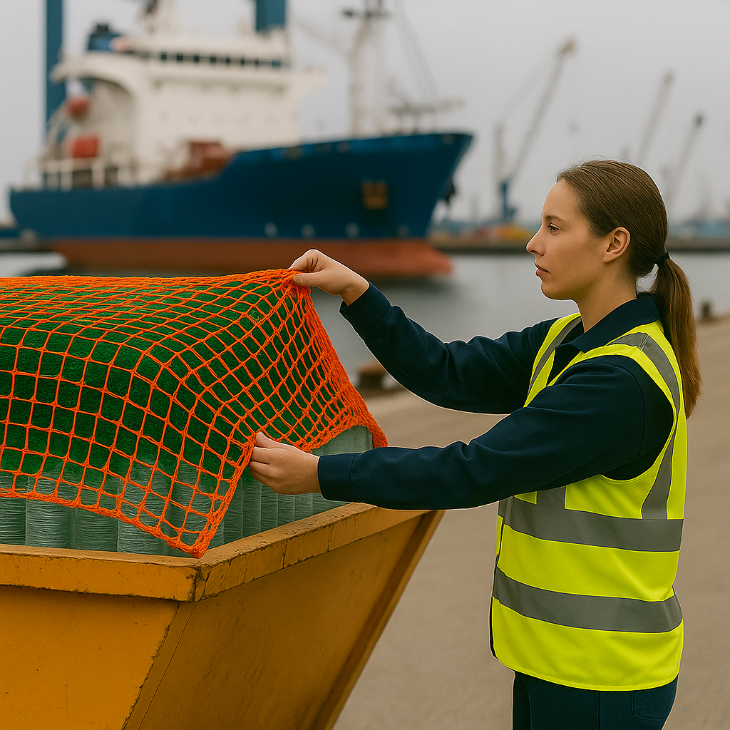 Orange Skip Nets – Ultra Tough Mesh, Braided Poly Cord, Built for Skips & Trailer Loads