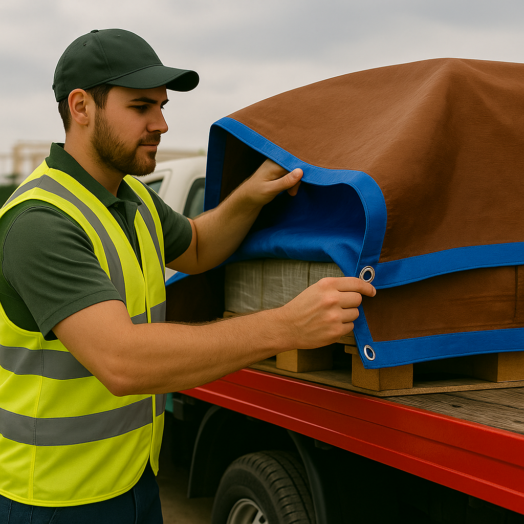 Heavy Duty 185gsm Brown/Blue Tarpaulin – Waterproof Tarp for Roofing, Camping, Construction & More