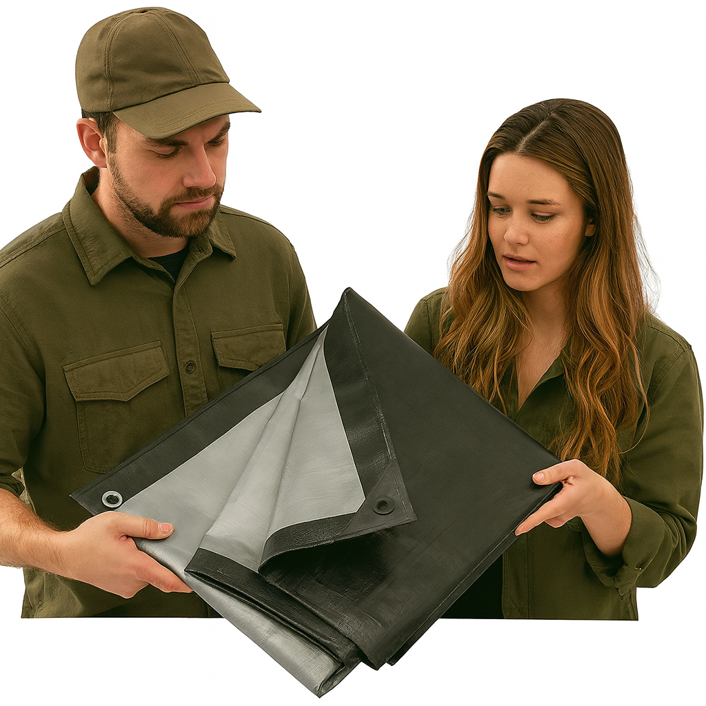 High Performance Black & Silver Tarpaulin 270gsm – UV Protected, Waterproof Tarp for Roofing, Boats & Outdoor Protection