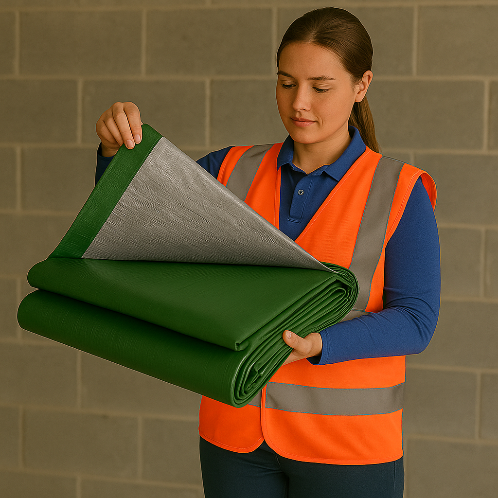 270GSM Green/Silver Waterproof Tarpaulin Cover - Reinforced Corners & Brass Eyelets - Ideal for Camping, Garden & Shelter