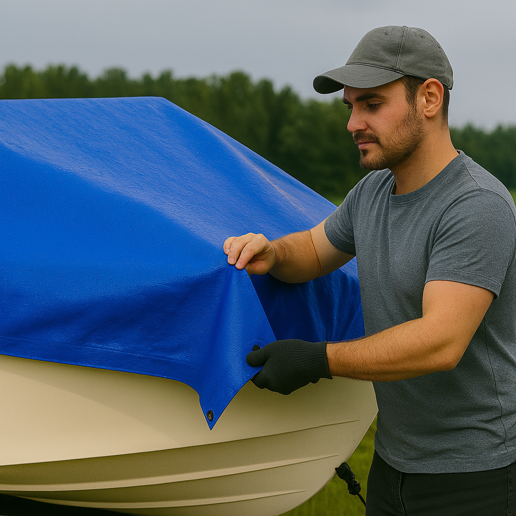 200gsm Blue Polyethylene Tarpaulin – Waterproof Cover for Boats, Decks & Marine Gear