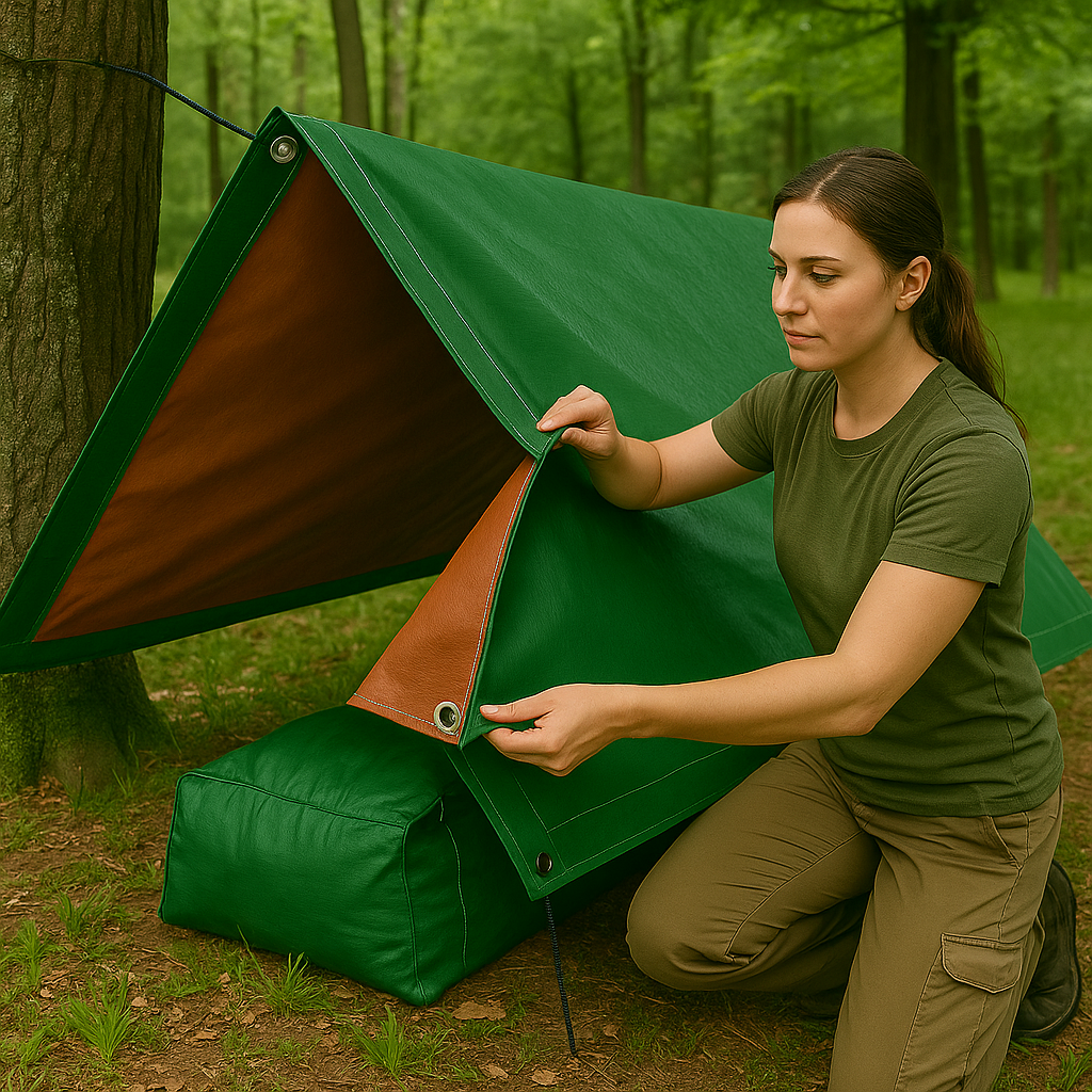 Premium 250gsm Green/Brown Heavy Duty Tarpaulin – Waterproof, UV-Proof, Outdoor Sheet for Gardens & Construction Use