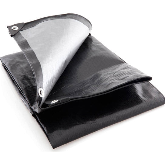 High Performance Black & Silver Tarpaulin 270gsm – UV Protected, Waterproof Tarp for Roofing, Boats & Outdoor Protection