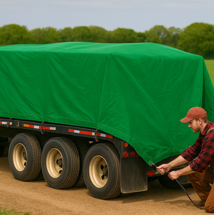 Heavy Duty 14oz Green Cotton Canvas Breathable Tarpaulin – Ideal for Transport & Machinery Protection