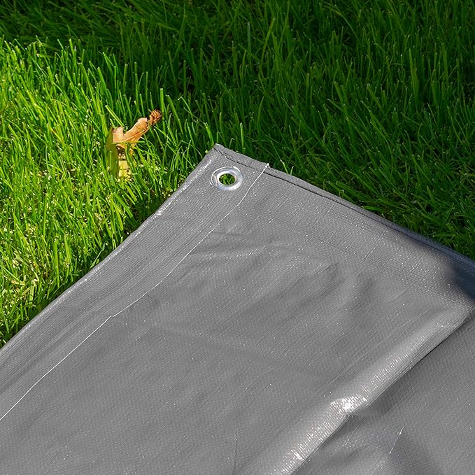 Premium 200gsm Grey Tarpaulin – UV Resistant, Waterproof, Heavy Duty Cover with Reinforced Corners