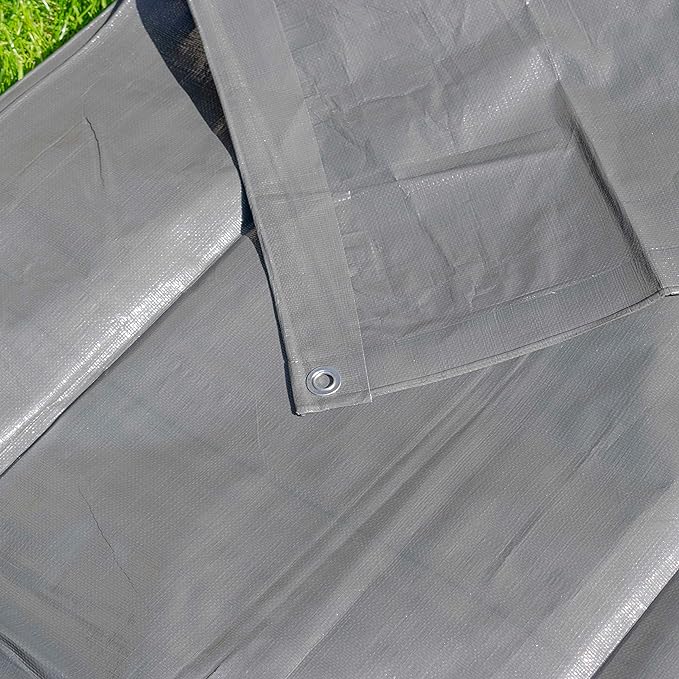 Premium 200gsm Grey Tarpaulin – UV Resistant, Waterproof, Heavy Duty Cover with Reinforced Corners
