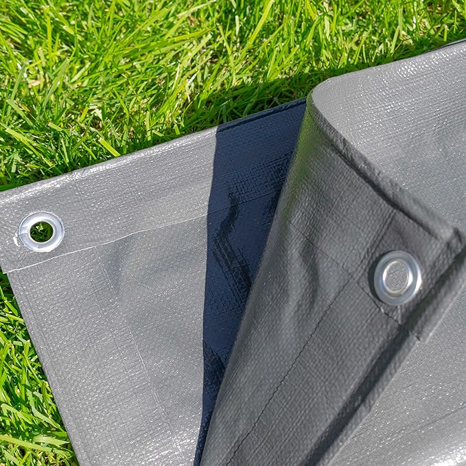 Premium 200gsm Grey Tarpaulin – UV Resistant, Waterproof, Heavy Duty Cover with Reinforced Corners