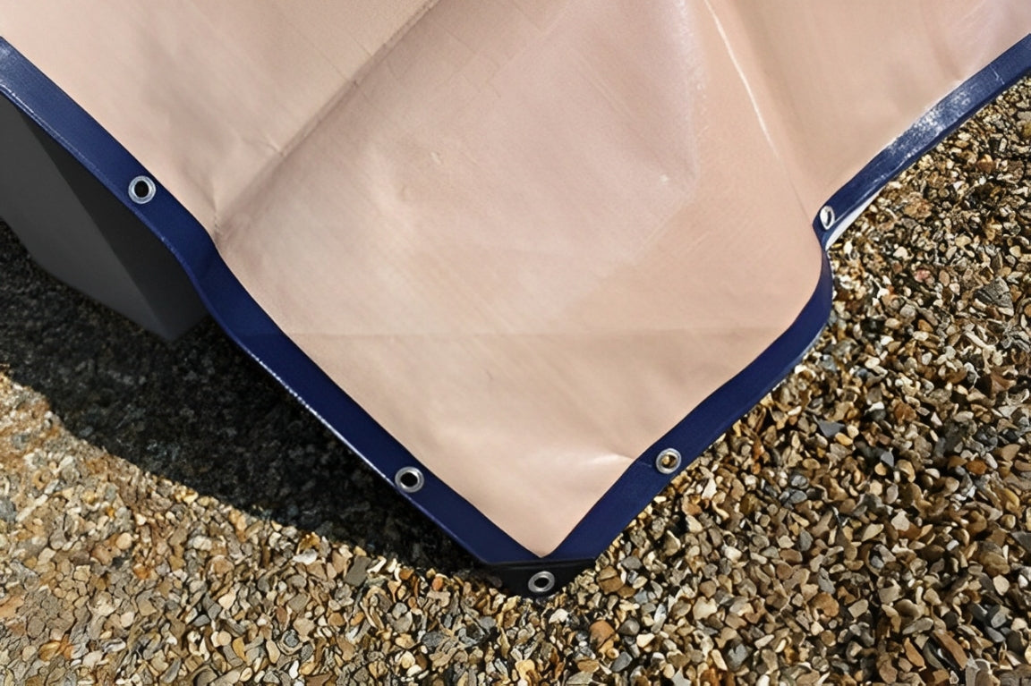 Premium 350gsm Blue/Beige Waterproof Tarpaulin – UV Resistant & Rotproof
