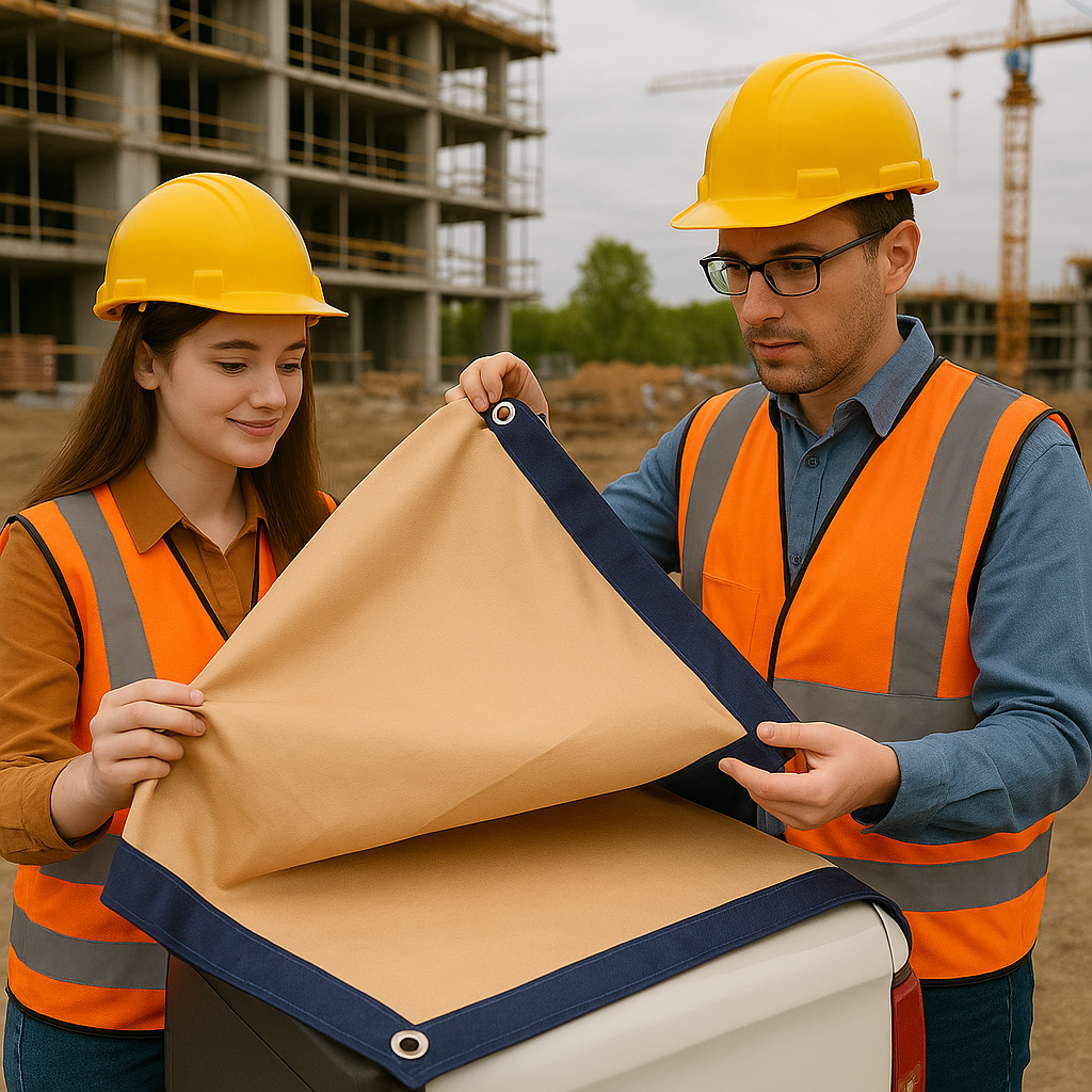 Premium 350gsm Blue/Beige Waterproof Tarpaulin – UV Resistant & Rotproof