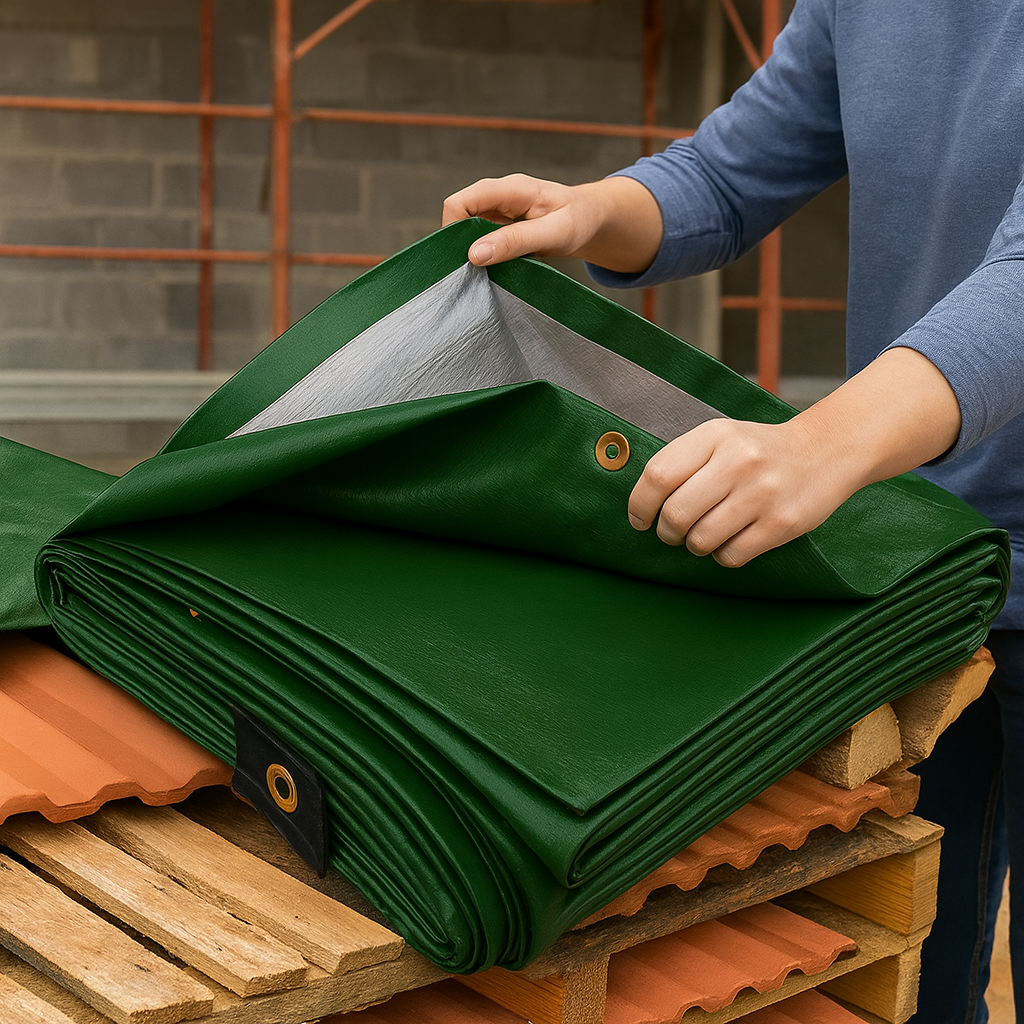 Premium 140gsm Green/Silver Tarpaulin – Ultra Durable Waterproof Cover