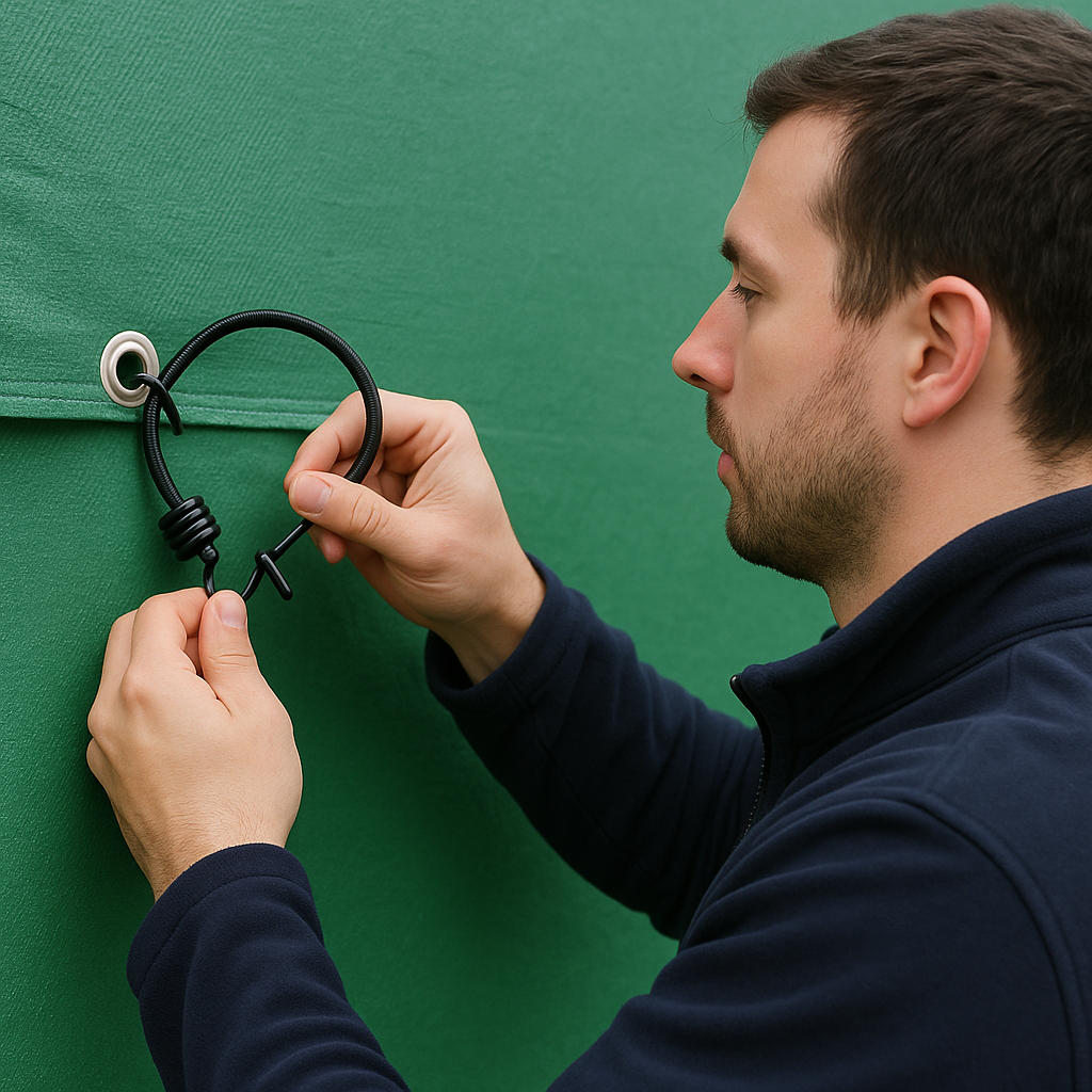 8mm UV Resistant Shock Cord with 2 Metal Hooks – Premium Bungee Cord for Tarpaulin & Outdoor Securing