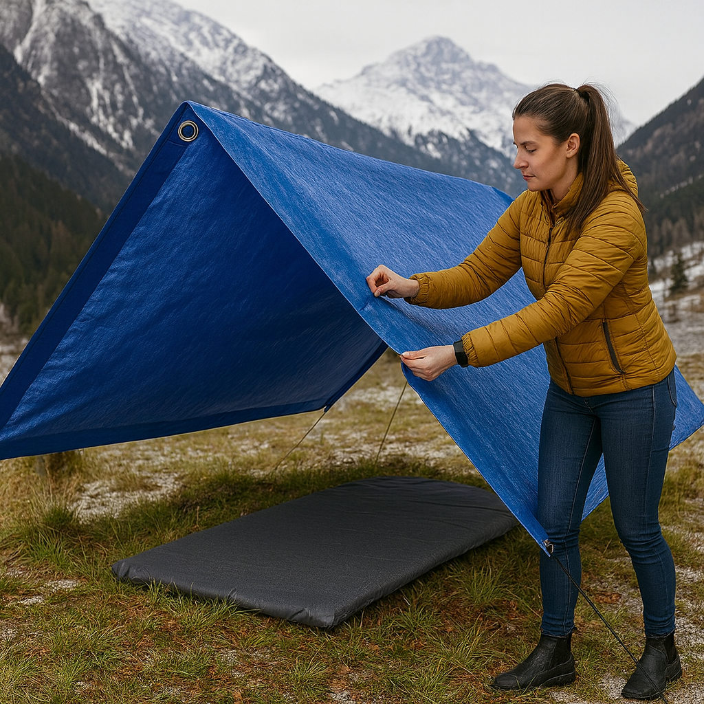 265GSM Heavy Duty Waterproof Tarp – Blue 16 Mil Tough Cover for Industrial, Commercial & Home Use